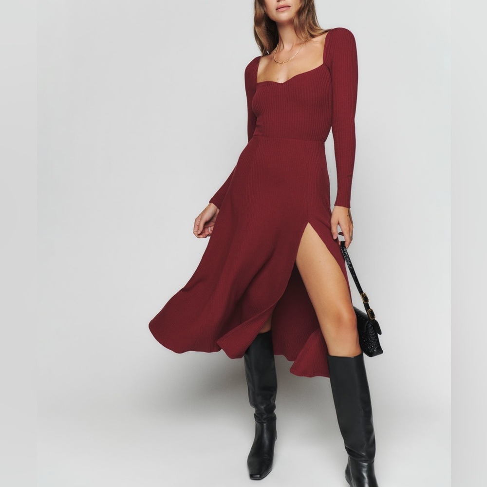 NWT Reformation Banks Knit Dress Chianti